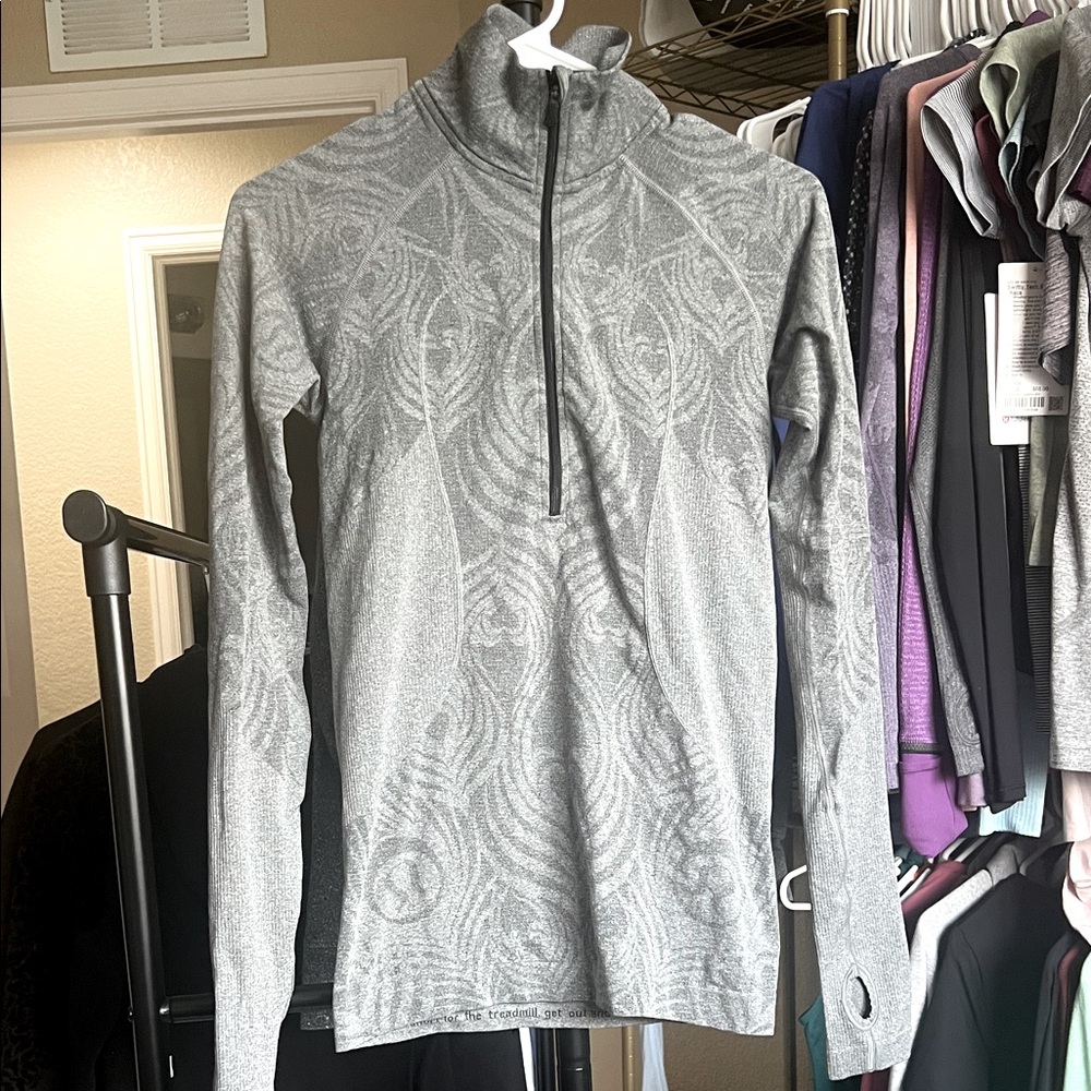 Gray Patterned Quarter-Zip Swiftly - image 2